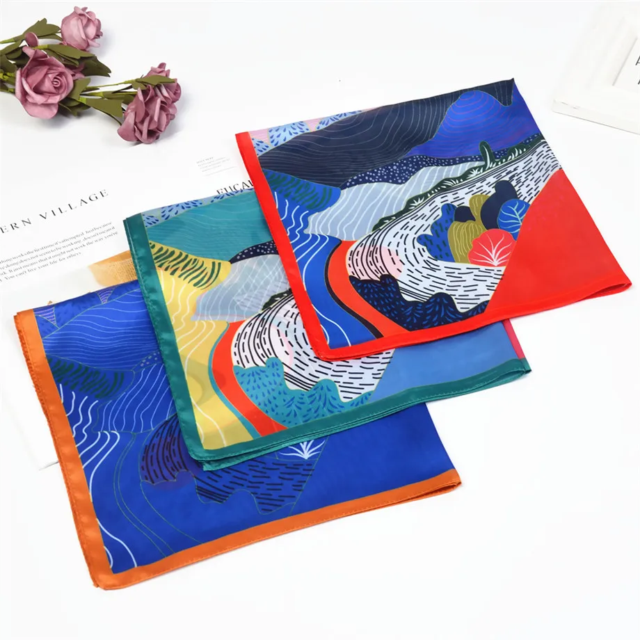 53cm Spring Silk Scarves Women Hand Painted Mountains And Rivers Summer Square Scarf Kerchief Brand Neckerchief For Ladies
53cm Spring Silk Scarves Women Hand Painted Mountains And Rivers Summer Square Scarf Kerchief Brand Neckerchief For Ladies