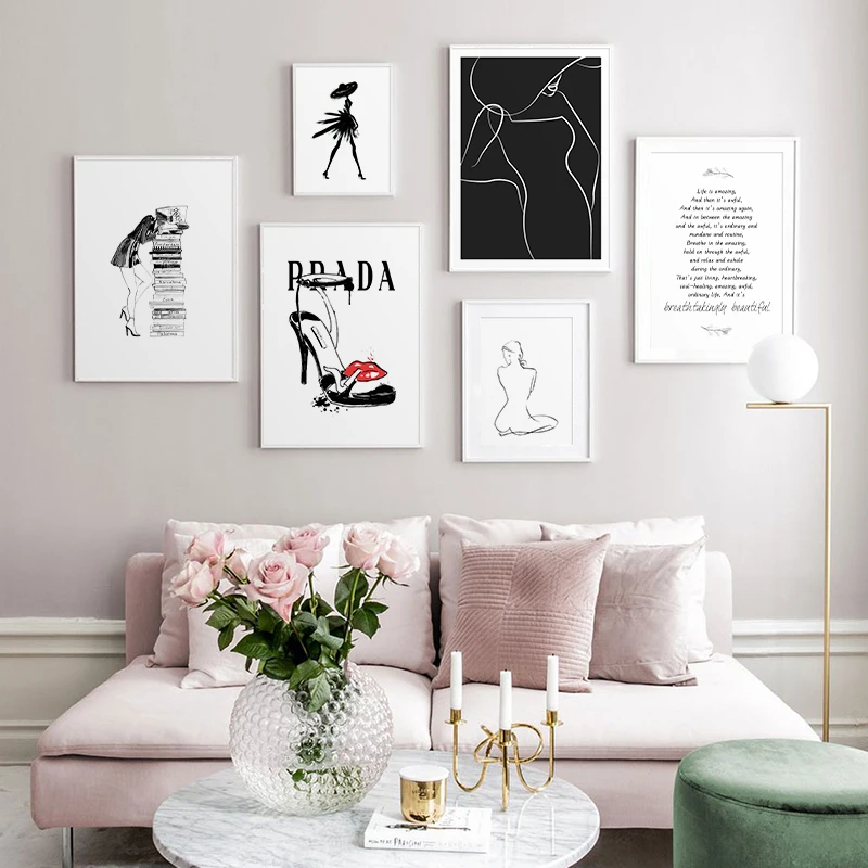 Fashion Elegant Lady Line Art Poster Smoking Shoe Print Canvas Painting Stacked Books Trendy Wall Picture for Girls Room Decor
Fashion Elegant Lady Line Art Poster Smoking Shoe Print Canvas Painting Stacked Books Trendy Wall Picture for Girls Room Decor