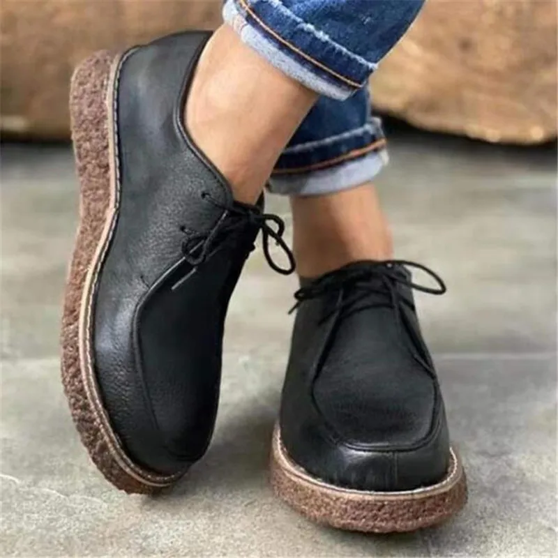 2022 Autumn Women Pu Leather Flats Outdoor Comfortable Wedges Platform Casual Shoes Fashion Lace-up Soft Non-slip Women's Shoes
2022 Autumn Women Pu Leather Flats Outdoor Comfortable Wedges Platform Casual Shoes Fashion Lace-up Soft Non-slip Women's Shoes