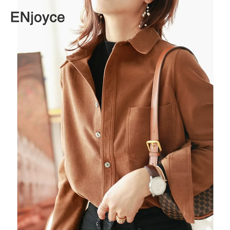 Vintage Thick Brushed Shirts Women Long Sleeve Lapel Blouse Office Ladies Workwear Korean Style Casual Loose Shirt Autumn
Vintage Thick Brushed Shirts Women Long Sleeve Lapel Blouse Office Ladies Workwear Korean Style Casual Loose Shirt Autumn