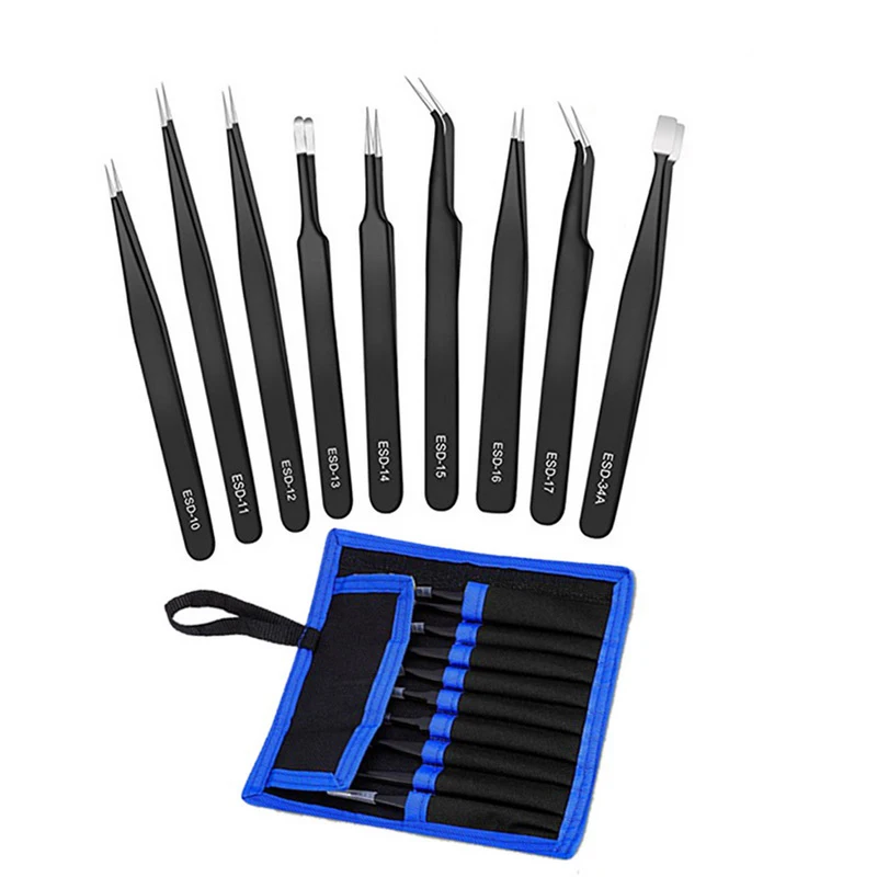 6Pcs/10Pcs DIY Anti-static ESD Tweezers Elbow Stainless Steel Tweezer Curved Straight Repair Tools Industrial Eyebrow Tweezers
6Pcs/10Pcs DIY Anti-static ESD Tweezers Elbow Stainless Steel Tweezer Curved Straight Repair Tools Industrial Eyebrow Tweezers