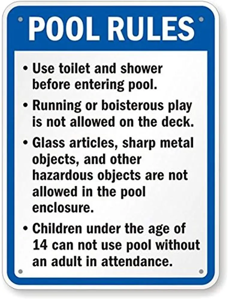 New Aluminum Metal Road Sign California Swimming Pool Rules Road Sign Bar Restaurant Monitoring Can Be Customized 8x12 Inches
New Aluminum Metal Road Sign California Swimming Pool Rules Road Sign Bar Restaurant Monitoring Can Be Customized 8x12 Inches