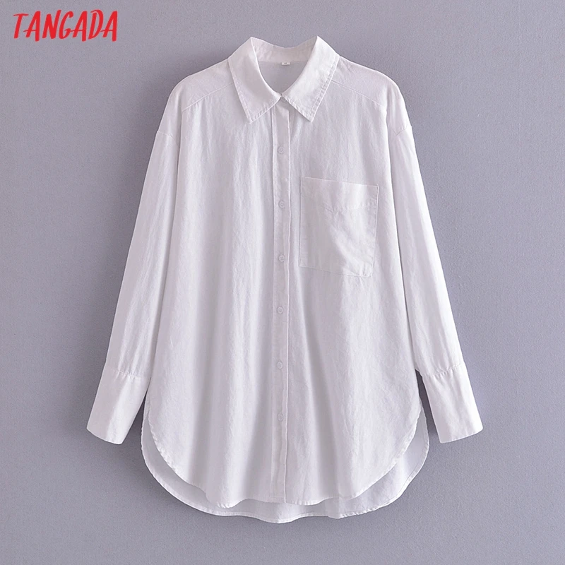 Tangada 2021 Autumn Women Cotton Linen White Long Shirt Long Sleeve Chic Female Office Lady Shirt Blusas Femininas 3A180
Tangada 2021 Autumn Women Cotton Linen White Long Shirt Long Sleeve Chic Female Office Lady Shirt Blusas Femininas 3A180