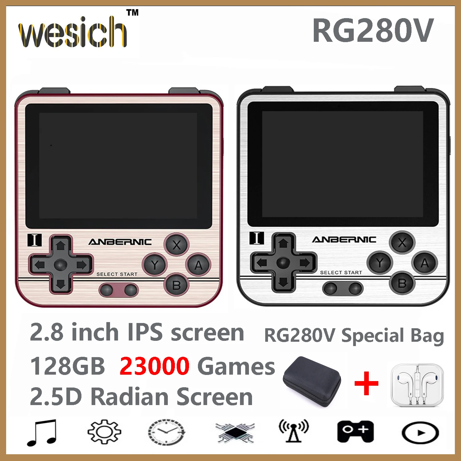 Anbernic rg280v ps1 retro console de jogos 2.8 "ips opendingux 64g 5000 jogos portátil mini handheld console de jogos presente d
Anbernic rg280v ps1 retro console de jogos 2.8 "ips opendingux 64g 5000 jogos portátil mini handheld console de jogos presente d
