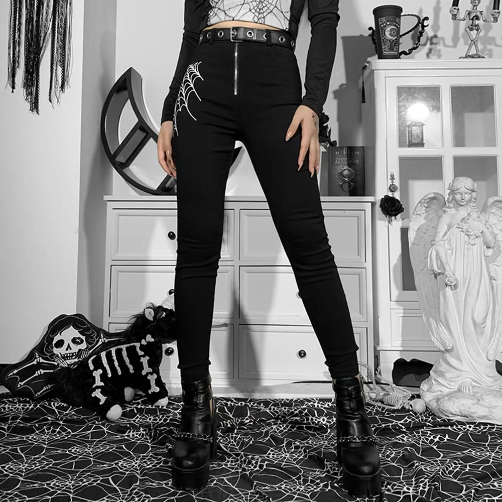 Fashion Gothic Womens Casual Pants Solid Color Fashion Design Printing High Waist Zipper 2021 Autumn Winter New Women
Fashion Gothic Womens Casual Pants Solid Color Fashion Design Printing High Waist Zipper 2021 Autumn Winter New Women