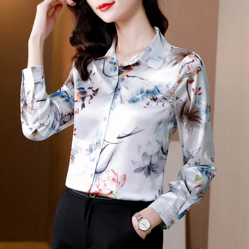 Chikichi 2021 Spring and Autumn New Fashion and Elegant Lapel Satin Printed Long-sleeved Loose Button Shirt Female Large Size
Chikichi 2021 Spring and Autumn New Fashion and Elegant Lapel Satin Printed Long-sleeved Loose Button Shirt Female Large Size