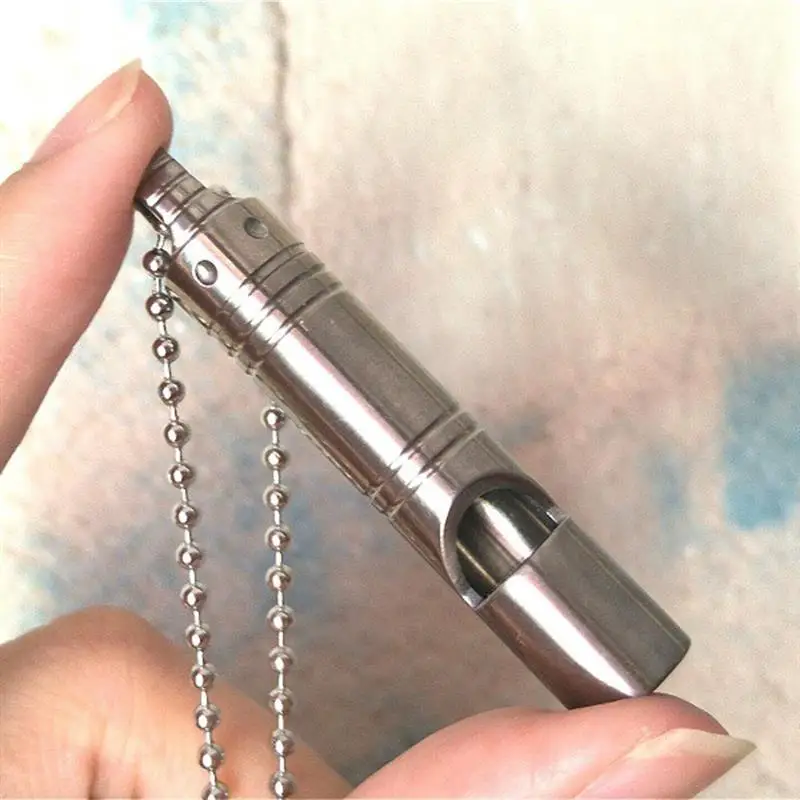 Outdoors Titanium Emergency Whistle Portable Keychain Necklace Whistle for Outdoor Camping Hiking Emergency Survival Whistle 
Outdoors Titanium Emergency Whistle Portable Keychain Necklace Whistle for Outdoor Camping Hiking Emergency Survival Whistle
