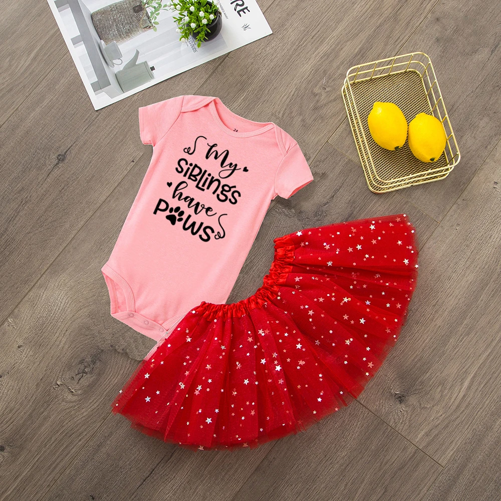 My Sibling Has Paws Infant Girls Funny FashionRompers Tutu Skirts 2pcs Clothing Sets Short Sleeve Toddler Girl Suits
My Sibling Has Paws Infant Girls Funny FashionRompers Tutu Skirts 2pcs Clothing Sets Short Sleeve Toddler Girl Suits