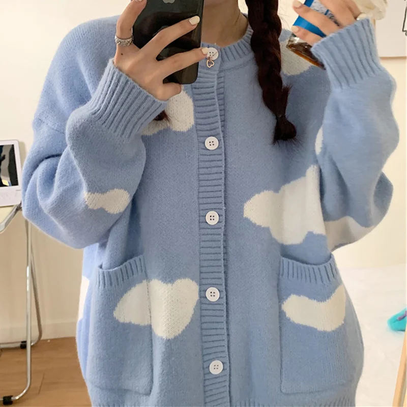 JCHB Korean Cloud Sweater Coat Autumn Winter Long Sleeve Knitted Jacket Causal O-neck Cardigan Ropa De Invierno Mujer
JCHB Korean Cloud Sweater Coat Autumn Winter Long Sleeve Knitted Jacket Causal O-neck Cardigan Ropa De Invierno Mujer