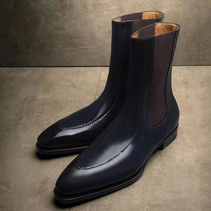 2021 New Men Shoes Fashion Trend Temperament Rock Handmade Dark Blue PU Square Toe Low-heel Pull-on High-top Chelsea Boots KR476
2021 New Men Shoes Fashion Trend Temperament Rock Handmade Dark Blue PU Square Toe Low-heel Pull-on High-top Chelsea Boots KR476