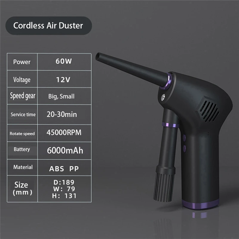 Cordless Air Duster Compressed Air Blower Electric Air Duster for Computer Keyboard Camera Cleaning Small Appliances
Cordless Air Duster Compressed Air Blower Electric Air Duster for Computer Keyboard Camera Cleaning Small Appliances