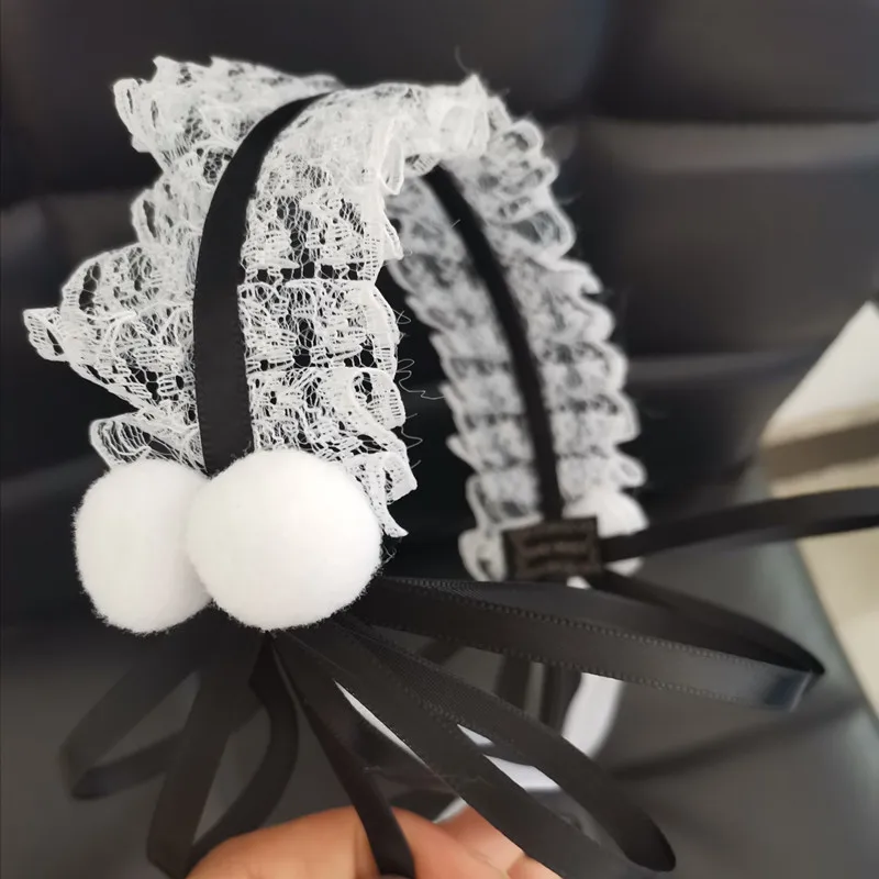 Dark Lolita Lace Headband Headdress Fur Ball Bow Ribbon Loli KC Hair Accessories
Dark Lolita Lace Headband Headdress Fur Ball Bow Ribbon Loli KC Hair Accessories