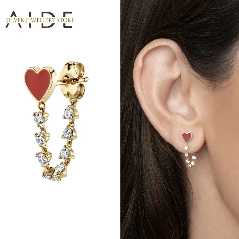 AIDE 1 Pc Heart Zircon Pendant Gold Stud Earrings Cute 925 Sterling Silver Earrings For Women Party Fine Jewelry Gift kolczyki
AIDE 1 Pc Heart Zircon Pendant Gold Stud Earrings Cute 925 Sterling Silver Earrings For Women Party Fine Jewelry Gift kolczyki