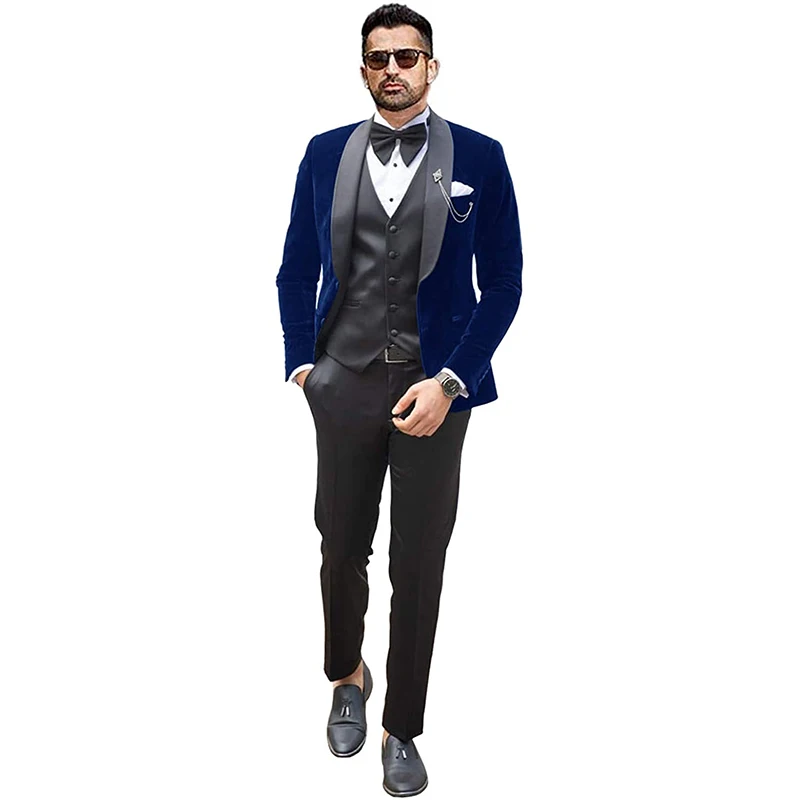 Mens Velvet Slim Fit Suits 3 Pieces Tuxedos Trousers Sets Two Button Blazer Masculino Formal Wedding Groom Jacket Vest and Pants
Mens Velvet Slim Fit Suits 3 Pieces Tuxedos Trousers Sets Two Button Blazer Masculino Formal Wedding Groom Jacket Vest and Pants