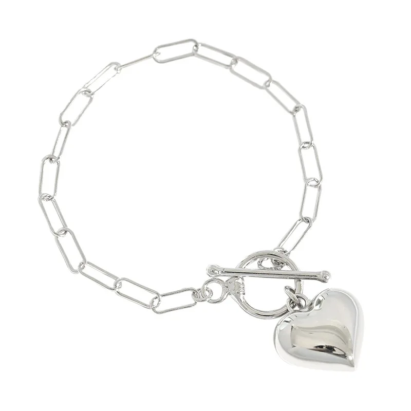 925 Sterling Silver Bracelet Link Chain T bar Big Heart Pendant Charm Fashion Jewelry Gift For Women Gold Silver Chain
925 Sterling Silver Bracelet Link Chain T bar Big Heart Pendant Charm Fashion Jewelry Gift For Women Gold Silver Chain