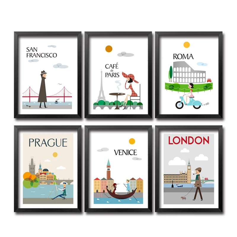 Spray Color Creativity World Cartoon City Building Character Women Canvas Painting Wall Picture Poster Living Room Decoration
Spray Color Creativity World Cartoon City Building Character Women Canvas Painting Wall Picture Poster Living Room Decoration