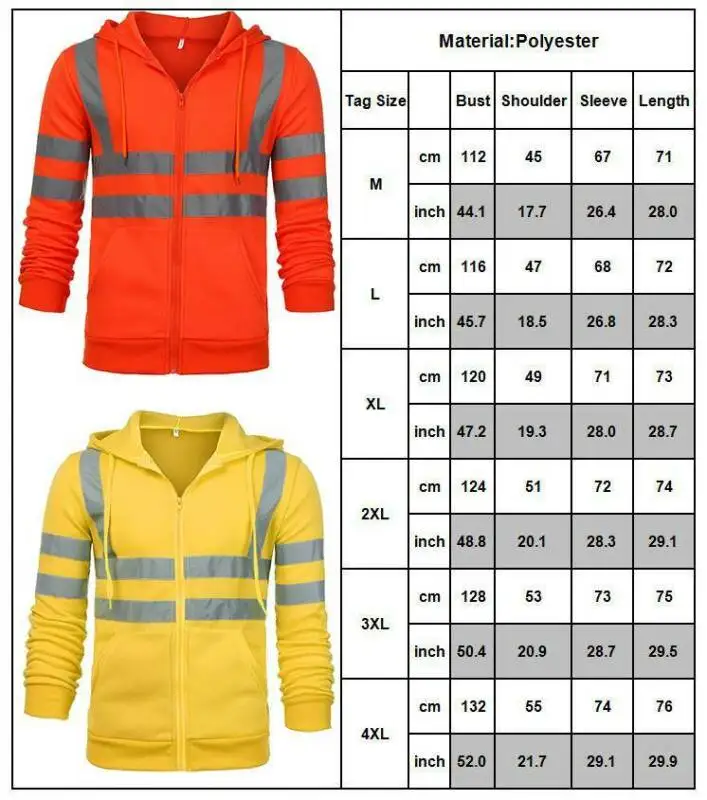 Fashion Mens Hi Vis Viz Visibility Hooded Sweatshirt Safety Work Jacket Coat Zip Outwear
Fashion Mens Hi Vis Viz Visibility Hooded Sweatshirt Safety Work Jacket Coat Zip Outwear