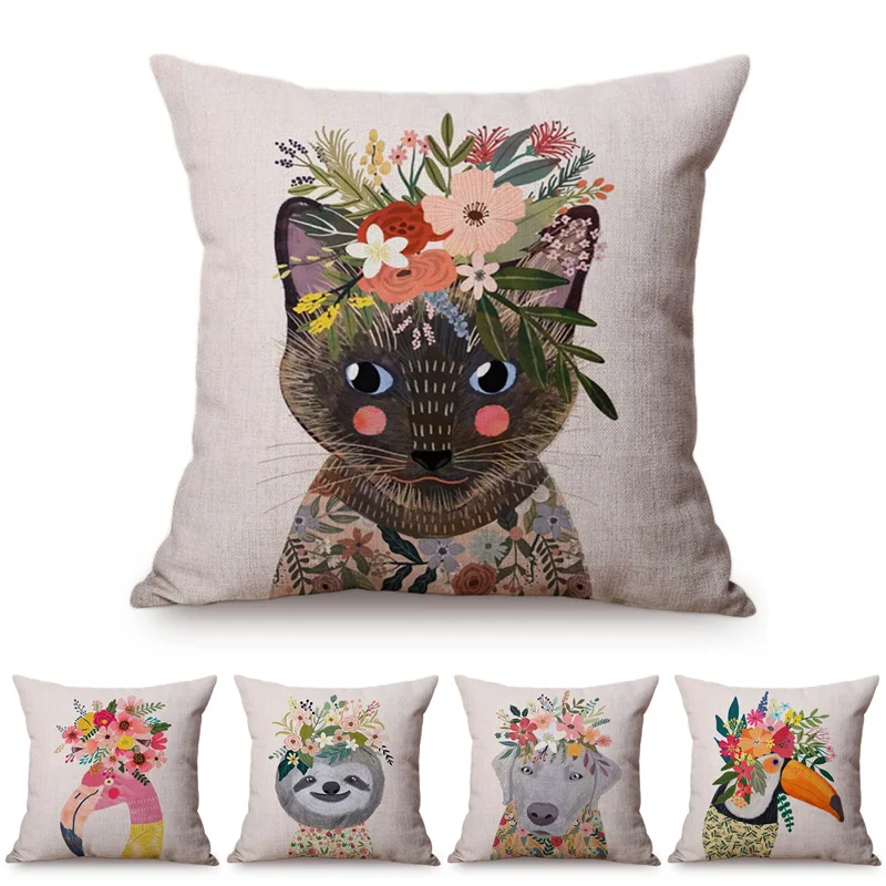 Cute Watercolor Painting Cat Flamingo Dog Kid's Nursery Art Room Decorative Throw Pillow Case Cotton Linen Animal Cushion Cover
Cute Watercolor Painting Cat Flamingo Dog Kid's Nursery Art Room Decorative Throw Pillow Case Cotton Linen Animal Cushion Cover