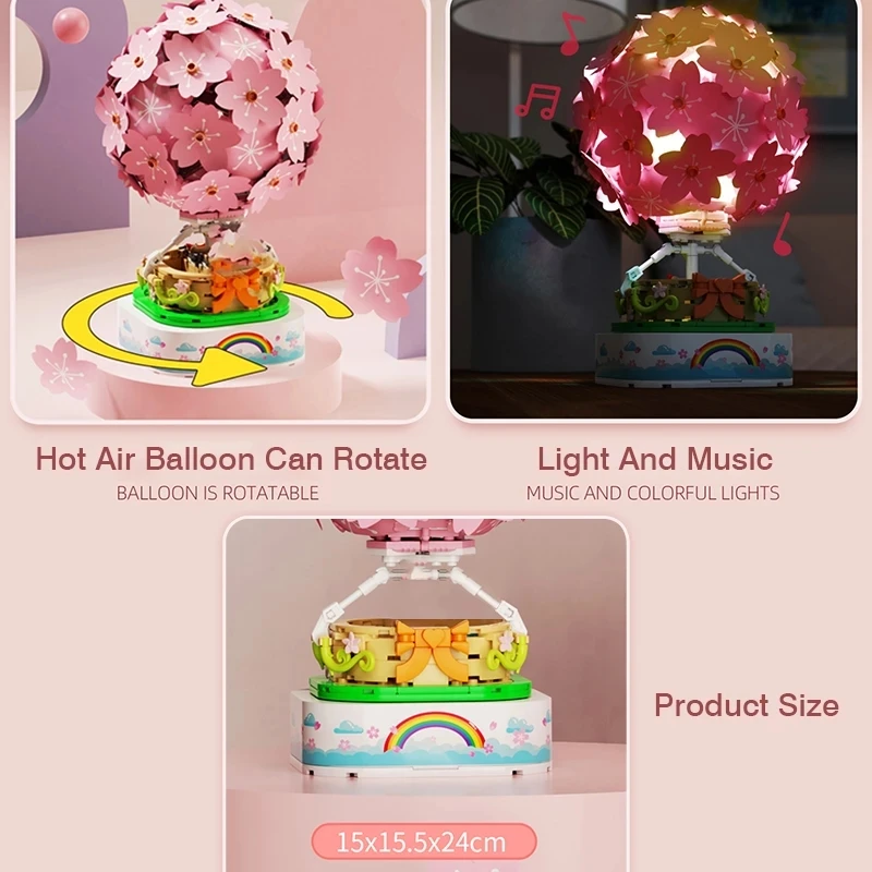 SEMBO Creation DIY Sakura Rotating Music Box Building Blocks Hot Air Balloon Light Bricks Educational Children Toys Girl Gifts
SEMBO Creation DIY Sakura Rotating Music Box Building Blocks Hot Air Balloon Light Bricks Educational Children Toys Girl Gifts