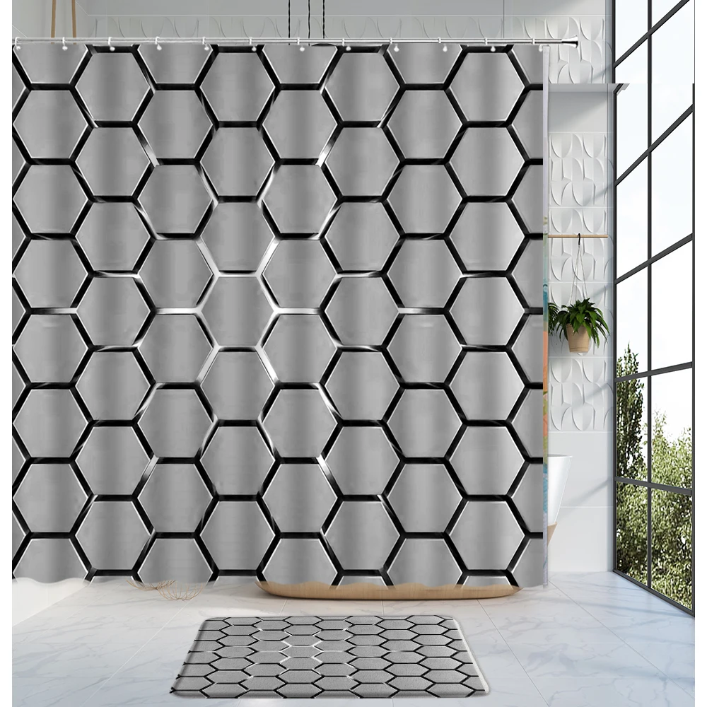 Modern Geometric Pattern Shower Curtain Set Bath Mats Rugs Water Cube Bathroom Curtains Bathtub Accessories Bathroom Products
Modern Geometric Pattern Shower Curtain Set Bath Mats Rugs Water Cube Bathroom Curtains Bathtub Accessories Bathroom Products
