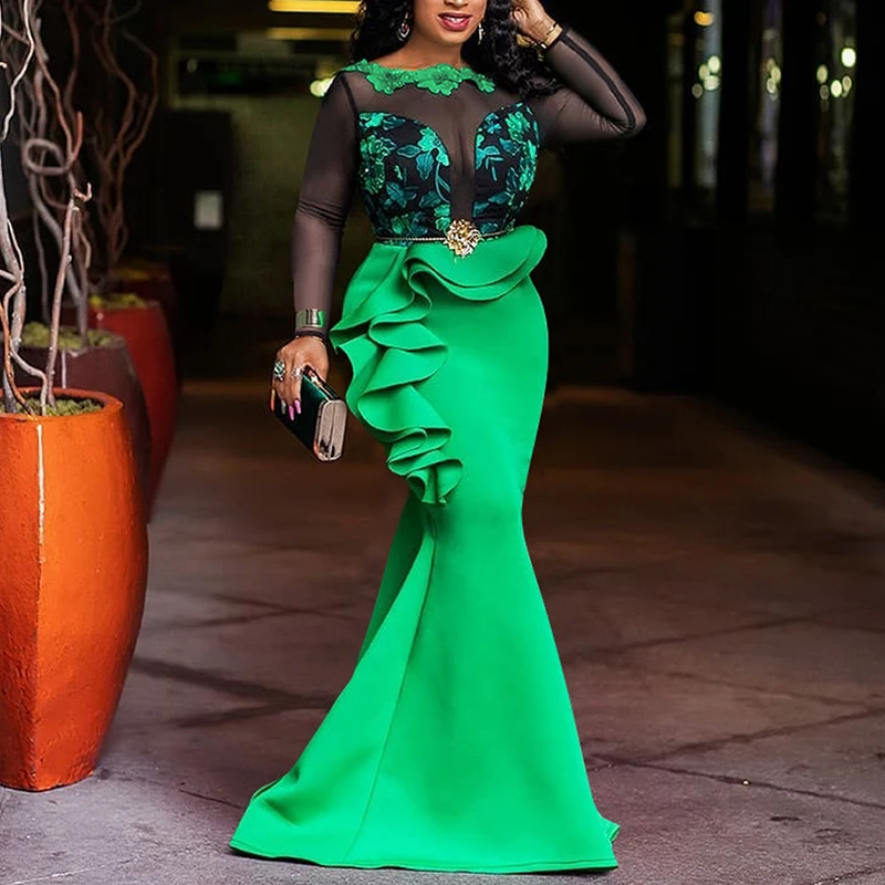 Plus Size Mesh Sheer Ruffles Long Sleeve Dress Women Elegant Transparent Sexy Bodycon Party Dress Patchwork Long Maxi Dresses
Plus Size Mesh Sheer Ruffles Long Sleeve Dress Women Elegant Transparent Sexy Bodycon Party Dress Patchwork Long Maxi Dresses