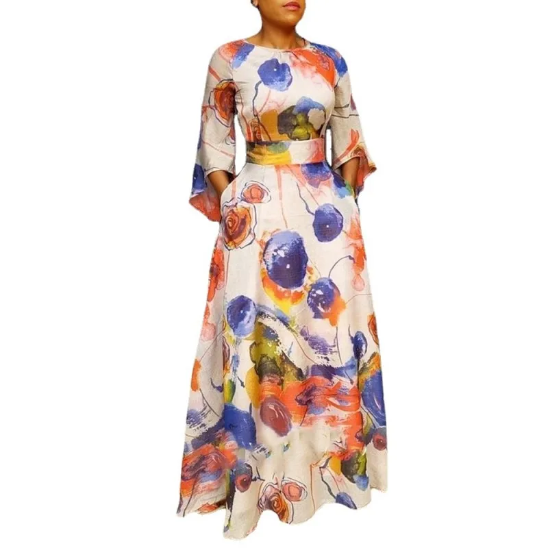 African Maxi Dresses For Women O Neck Flare Sleeve Corset Robes Autumn New Floral Print Elegant Chic African Party Dress Vestido
African Maxi Dresses For Women O Neck Flare Sleeve Corset Robes Autumn New Floral Print Elegant Chic African Party Dress Vestido