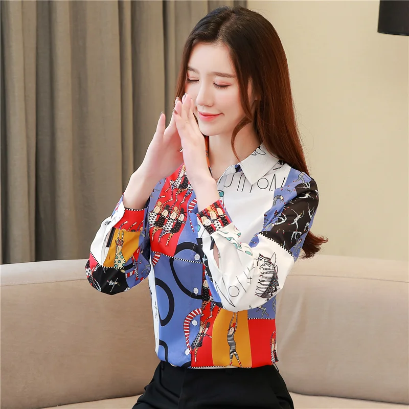 Spring Long-sleeved Blouse The New Fashion Casual Lapel Wire Loose Retro Printing Top Women Shirt
Spring Long-sleeved Blouse The New Fashion Casual Lapel Wire Loose Retro Printing Top Women Shirt