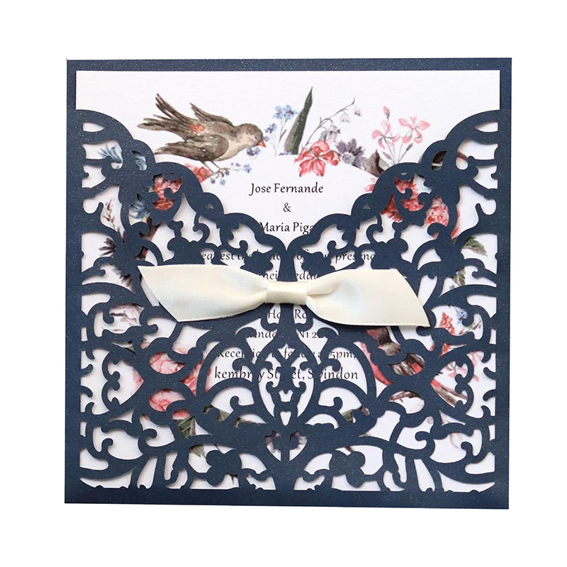 1pcs Elegant Flora Hollow Laser Cut Wedding Invitation Card Business Greeting Card With Bow Customized Party Decoration Supplies
1pcs Elegant Flora Hollow Laser Cut Wedding Invitation Card Business Greeting Card With Bow Customized Party Decoration Supplies
