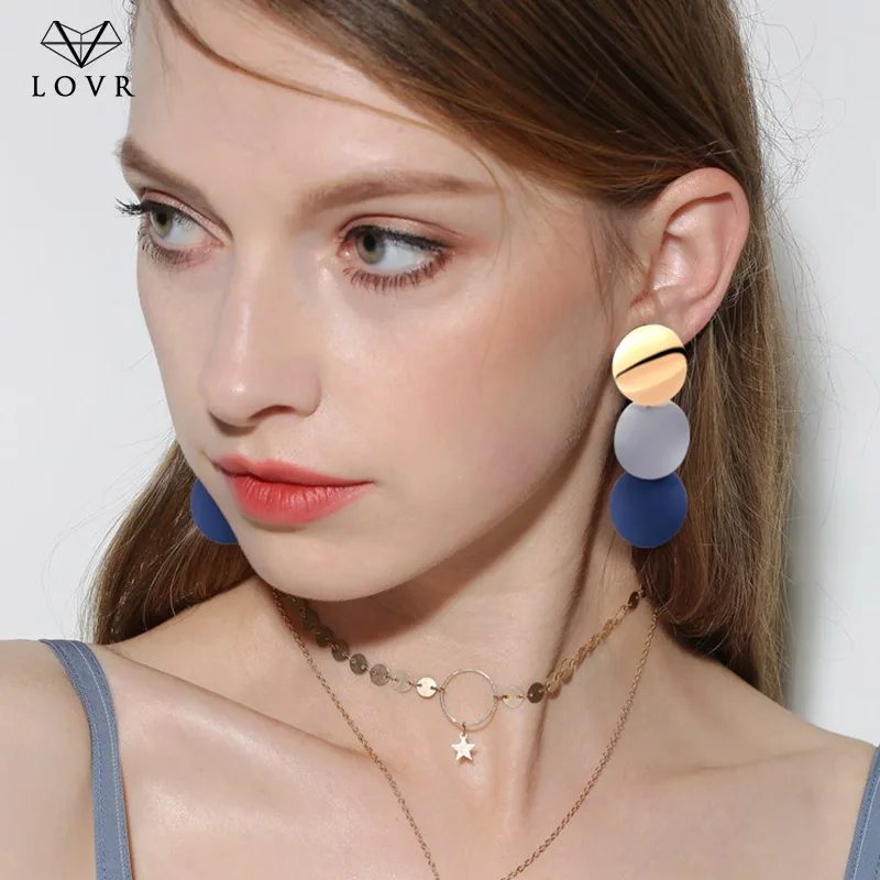 LOVR 2019 Fashion Unique Metal Statement Drop Earrings for Women Vintage Korean Geometric Hanging Dangle Earring Jewelry Wholes | Украшения