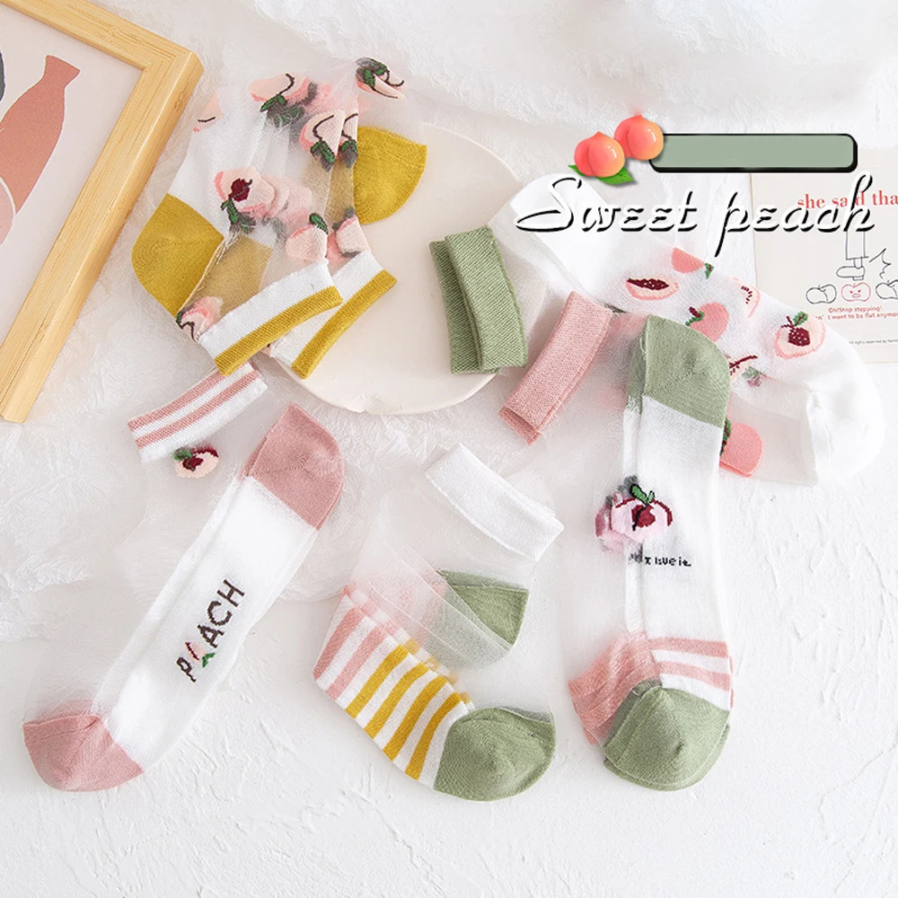 New Fashion Korea Style Short Socks Women's Casual Creative Transparent Silk Trend Fruit Print Sweet Ultrathin Glass Silk Socks
New Fashion Korea Style Short Socks Women's Casual Creative Transparent Silk Trend Fruit Print Sweet Ultrathin Glass Silk Socks