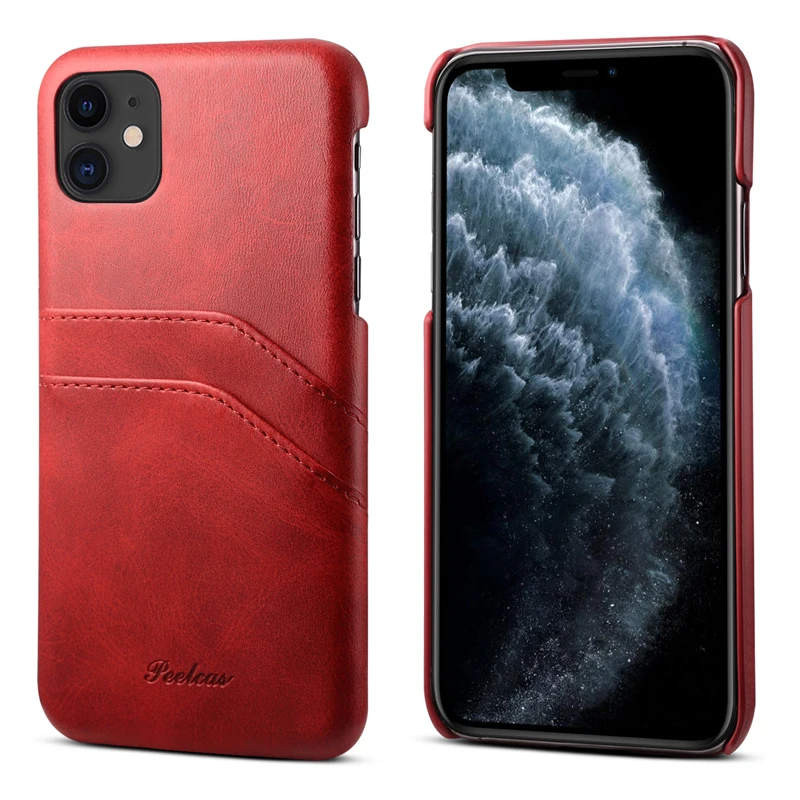 Для iPhone 11 чехол из телячьей кожи pu кожаный для телефона с двумя картами Тонкий