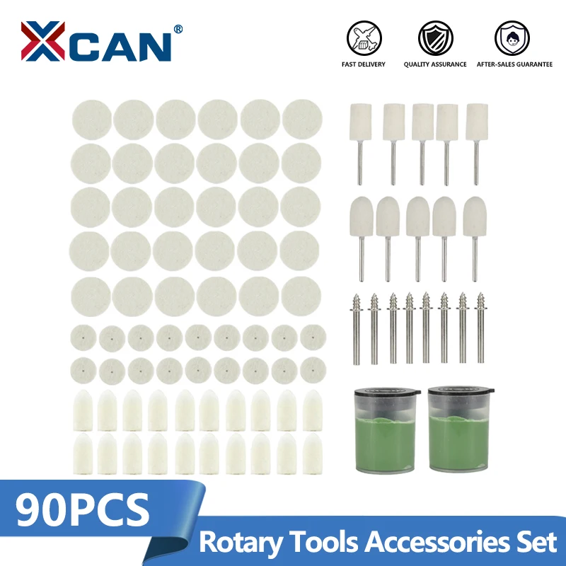 XCAN 3.175mm Shank Rotary Tool Accessories Set 90pcs 13/25mm Wool Felt Polishing Wheel Set For Dremel Rotary Tools
XCAN 3.175mm Shank Rotary Tool Accessories Set 90pcs 13/25mm Wool Felt Polishing Wheel Set For Dremel Rotary Tools