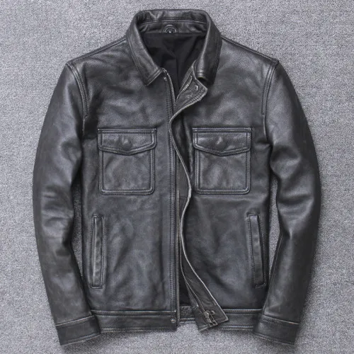 Genuine Cow Men Spring Autumn Cowhide Leather Coat Vintage Motorcycle Jacket Short Chaqueta Cuero Hombre T-1790
Genuine Cow Men Spring Autumn Cowhide Leather Coat Vintage Motorcycle Jacket Short Chaqueta Cuero Hombre T-1790