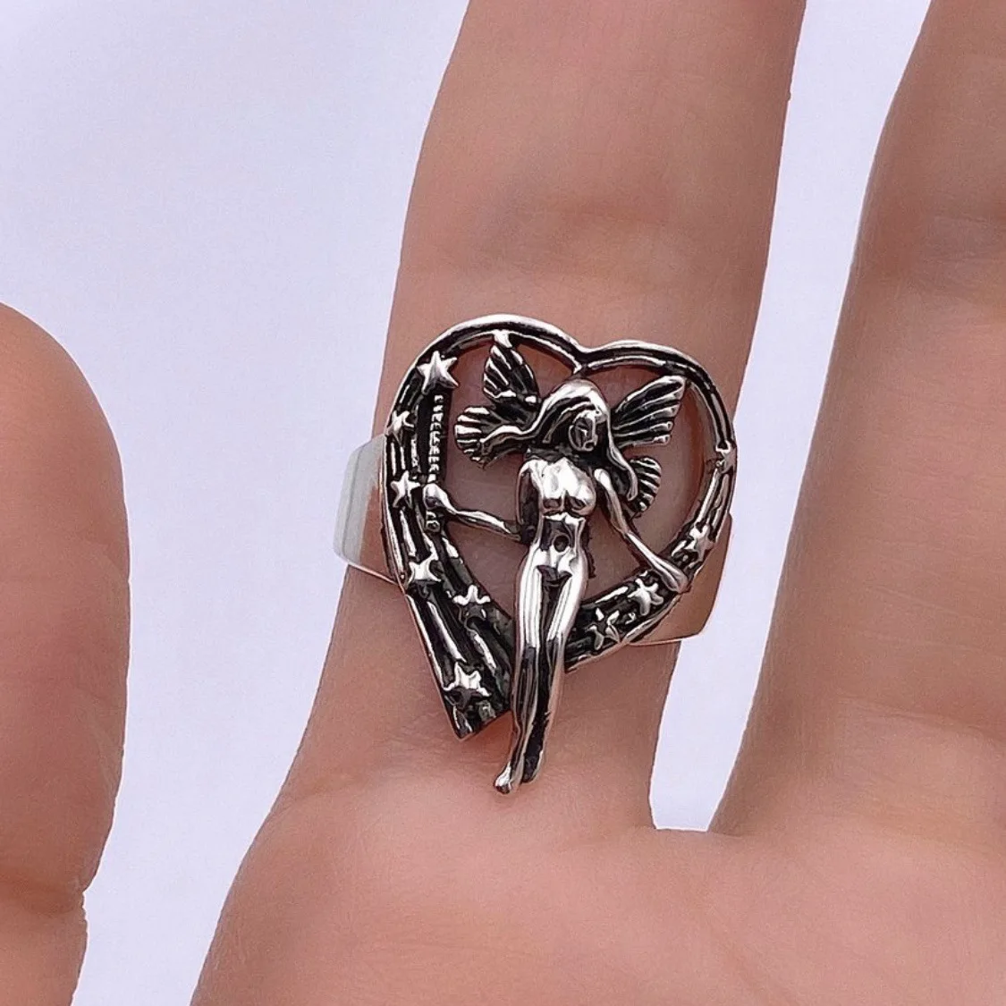 Vintage Silver Plated Angel Wings Ring for Womens Gothic Steampunk Party Anniversary Ring Adult Women's Jewelry
Vintage Silver Plated Angel Wings Ring for Womens Gothic Steampunk Party Anniversary Ring Adult Women's Jewelry