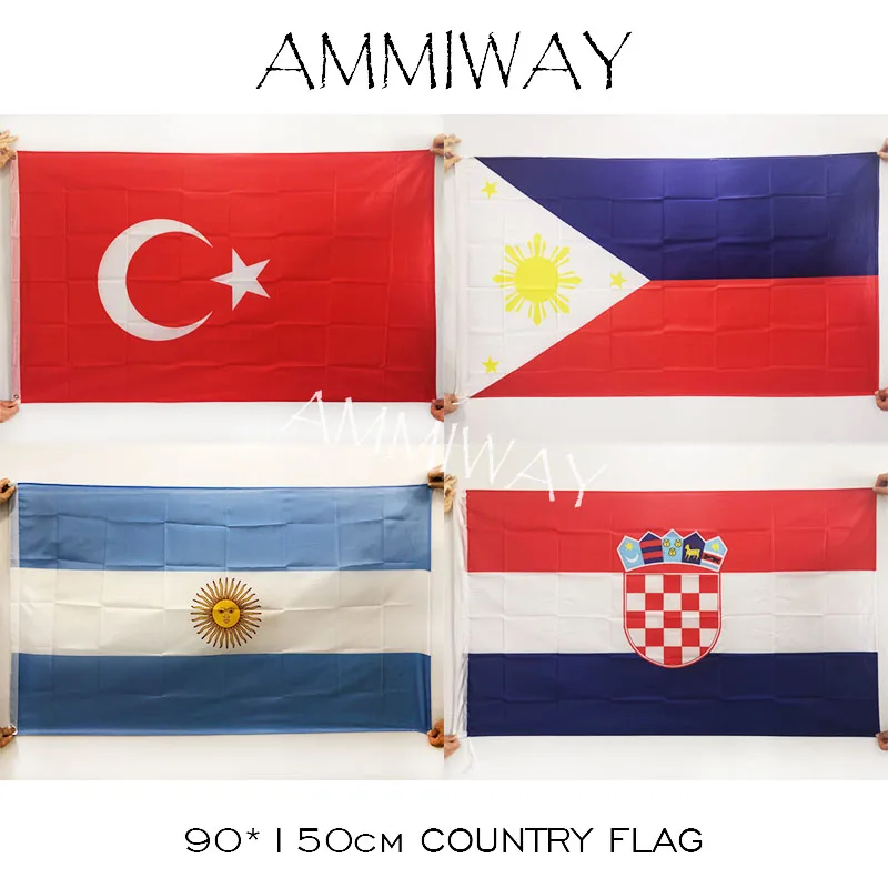 Флаги и баннеры AMMIWAY 90*150 см 3x5 футов Турция Филиппины Аргентина Хорватия 100D