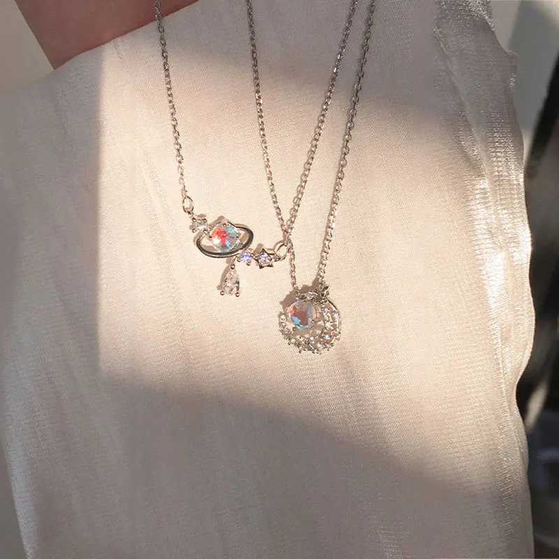 925 Sterling Silver Symphony CZ Planet Pendant Necklaces Women Trendy Temperament Choker Highlights Clavicle Personality Jewelry
925 Sterling Silver Symphony CZ Planet Pendant Necklaces Women Trendy Temperament Choker Highlights Clavicle Personality Jewelry