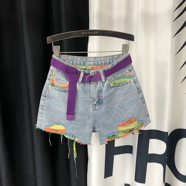 Colorful Ripped Denim Shorts Women 2021 Summer New High Waist Leisure Wide Leg Hot Pants Female Clothing
Colorful Ripped Denim Shorts Women 2021 Summer New High Waist Leisure Wide Leg Hot Pants Female Clothing