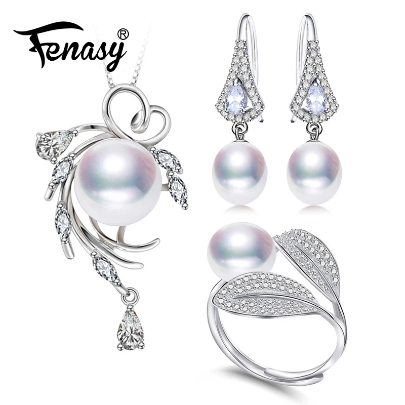FENASY 925 Sterling Silver Pendant Necklace Natural Pearl Jewelry Sets For Women Classic Stud Earrings Fashion Party Rings
FENASY 925 Sterling Silver Pendant Necklace Natural Pearl Jewelry Sets For Women Classic Stud Earrings Fashion Party Rings