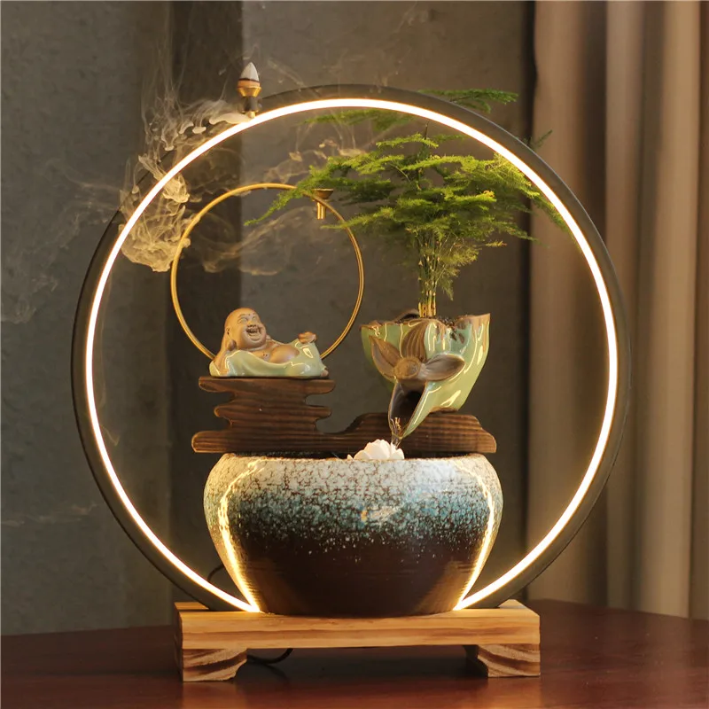 New Chinese style ceramic Zen garden The flow of water Small fish tank Backflow censer desk decoration water fountain indoor
New Chinese style ceramic Zen garden The flow of water Small fish tank Backflow censer desk decoration water fountain indoor