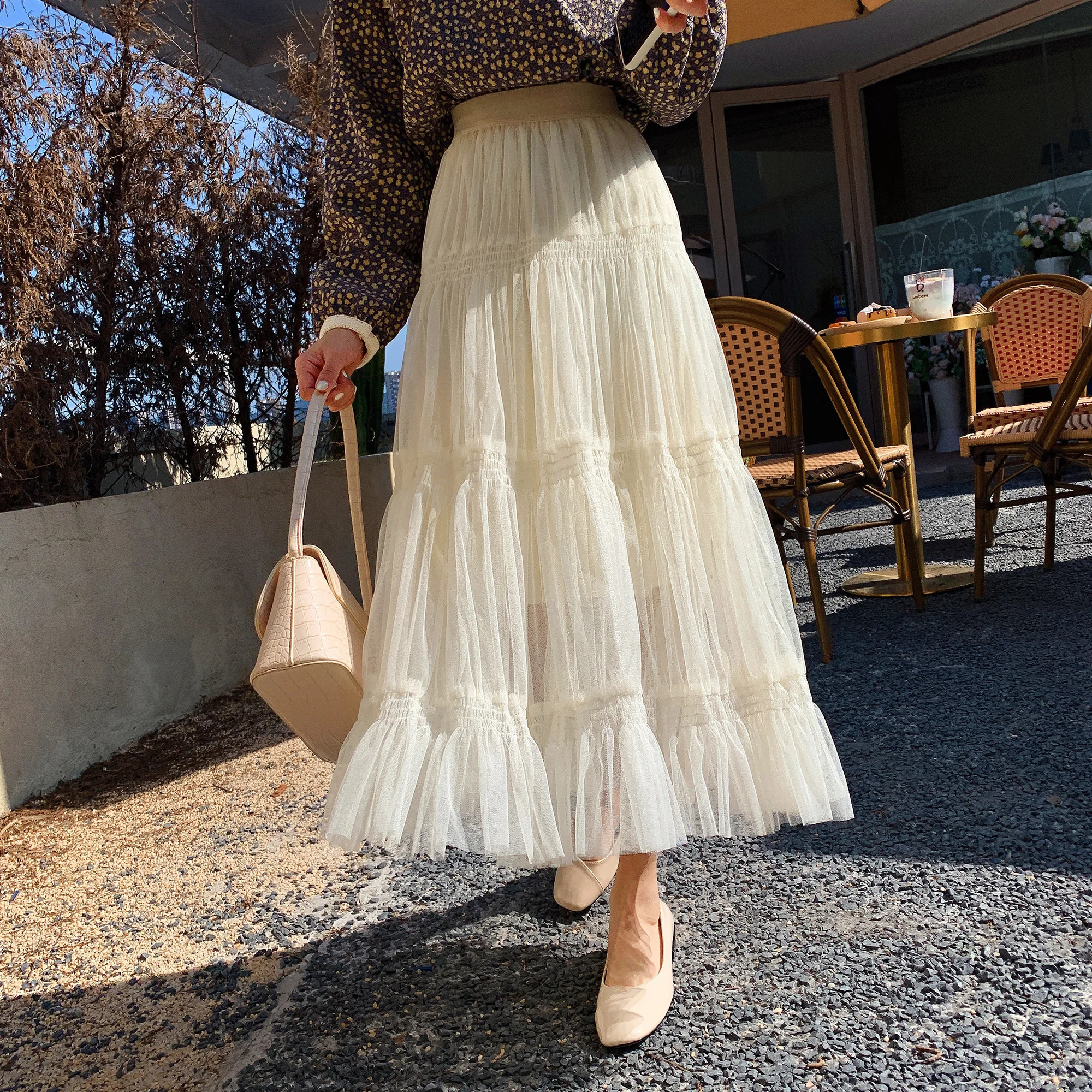 kawaii Maxi Skirt Female 2021 SPring Summer Runway Korean style Beige Mesh Long Beach Skirt WOmen tulle Skirts
kawaii Maxi Skirt Female 2021 SPring Summer Runway Korean style Beige Mesh Long Beach Skirt WOmen tulle Skirts
