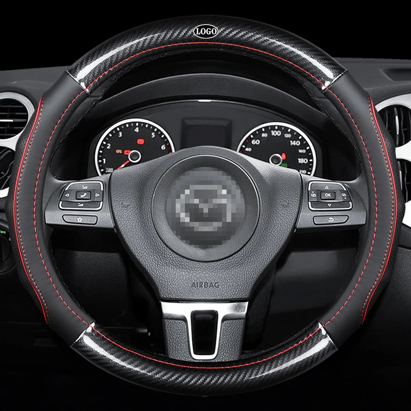 Car Carbon Fiber Leather Steering Wheel Covers Interior Accessories 38cm for Mazda Atenza AXELA CX5 CX7 CX3 CX9 CX30 Car Styling
Car Carbon Fiber Leather Steering Wheel Covers Interior Accessories 38cm for Mazda Atenza AXELA CX5 CX7 CX3 CX9 CX30 Car Styling