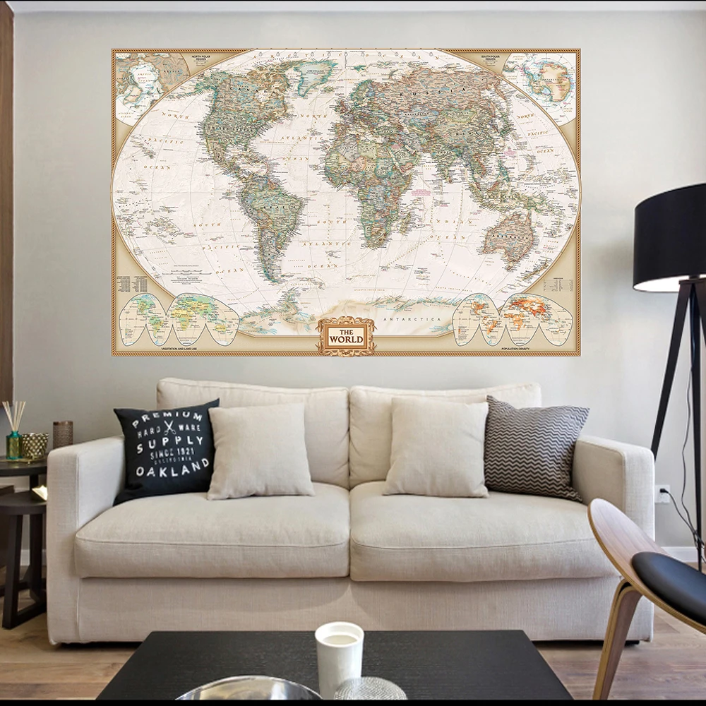Retro World Map Poster Frameless Large-Size Interior Decor Canvas Painting On The Wall Print Art Picture for Living Room Home
Retro World Map Poster Frameless Large-Size Interior Decor Canvas Painting On The Wall Print Art Picture for Living Room Home