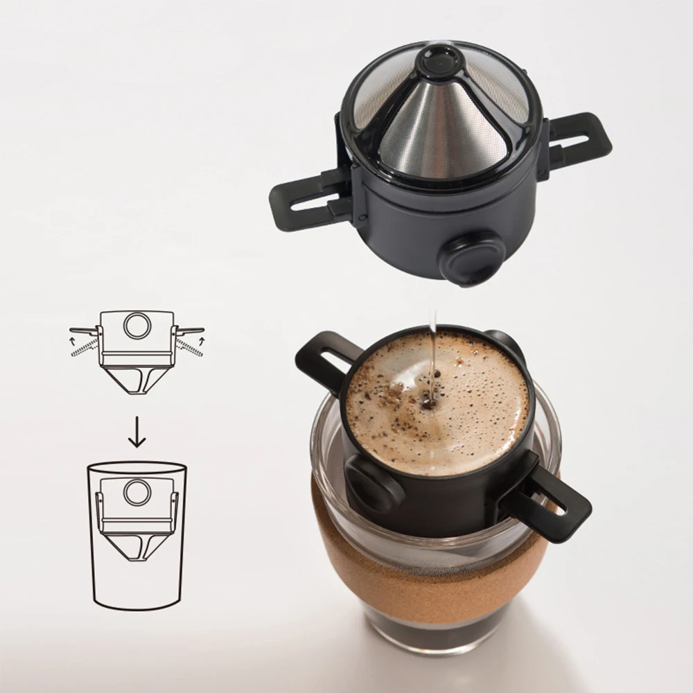 Portable Coffee Filter Set Drip Coffee Tea Holder Stainless Steel Reusable Paperless Pour Over Coffee Dripper With Coffee Cup 
Portable Coffee Filter Set Drip Coffee Tea Holder Stainless Steel Reusable Paperless Pour Over Coffee Dripper With Coffee Cup