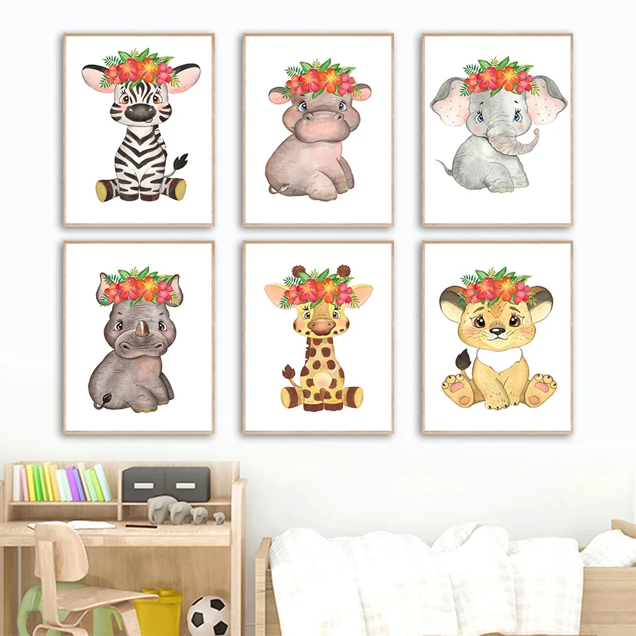 Lion Deer Zebra Elephant Hippo Flower Wall Art Canvas Painting Nordic Posters And Prints Wall Pictures Kids Room Nursery Decor
Lion Deer Zebra Elephant Hippo Flower Wall Art Canvas Painting Nordic Posters And Prints Wall Pictures Kids Room Nursery Decor