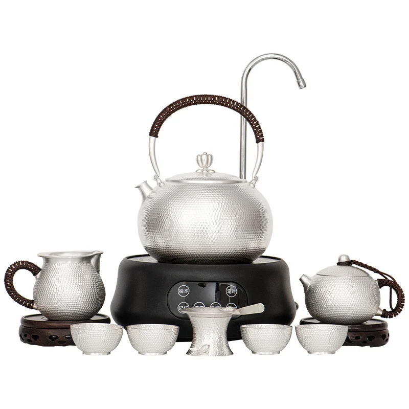 Sterling Silver Tea Set 999 Handmade Hammer Pattern Xishi Tea Ceremony Household Sterling Silver Kettle Teapot
Sterling Silver Tea Set 999 Handmade Hammer Pattern Xishi Tea Ceremony Household Sterling Silver Kettle Teapot