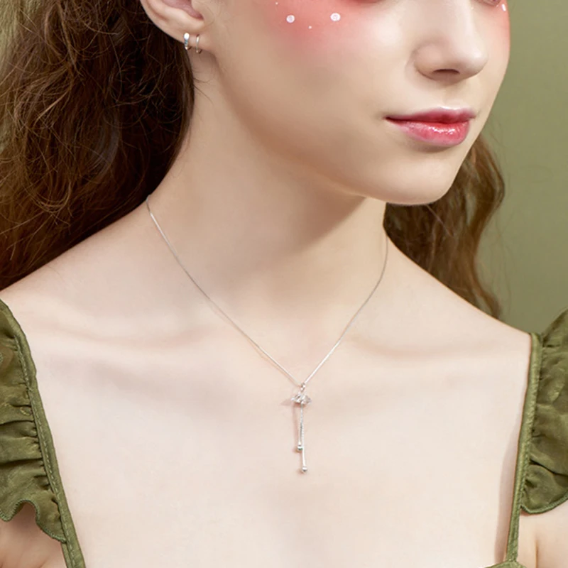 925 Sterling Silver Pin Geometric Small Bell Lucky Bead Double Diamond Style Exquisite Fashion Necklace
925 Sterling Silver Pin Geometric Small Bell Lucky Bead Double Diamond Style Exquisite Fashion Necklace