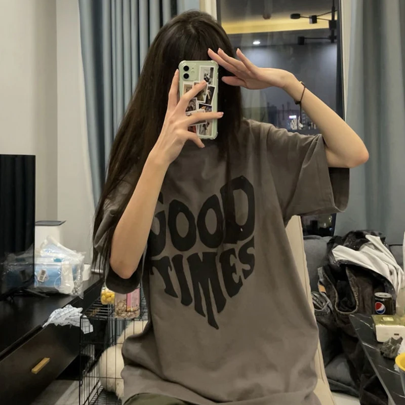 Vintage clothes short sleeve t-shirt women Brown loose letters print y2k tops fairy grunge Harajuku pulovers Female Aesthetic
Vintage clothes short sleeve t-shirt women Brown loose letters print y2k tops fairy grunge Harajuku pulovers Female Aesthetic