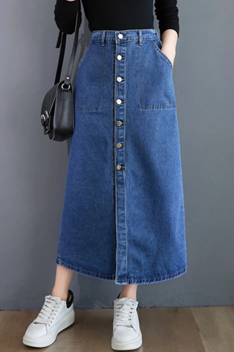 2021 New Spring Summer Chic Denim A Line Long Skirt High Waist Solid Single Breasted Skirt Front Split Jeans Skirts Womens
2021 New Spring Summer Chic Denim A Line Long Skirt High Waist Solid Single Breasted Skirt Front Split Jeans Skirts Womens