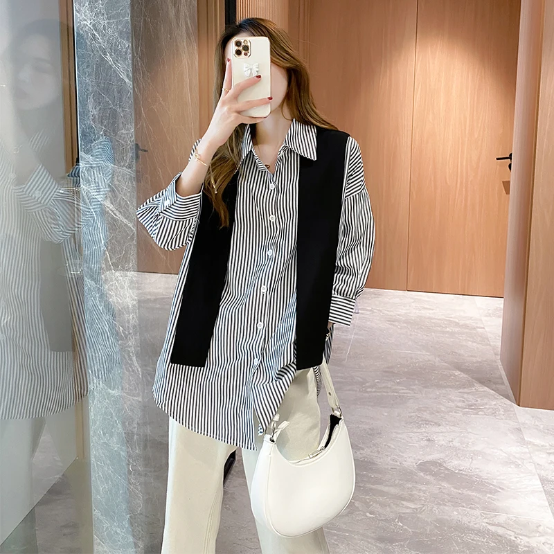 SuperAen Autumn 2022 New Design French Retro Striped Turn Down Collar Office Lady Shirt All Match Womens Tops
SuperAen Autumn 2022 New Design French Retro Striped Turn Down Collar Office Lady Shirt All Match Womens Tops