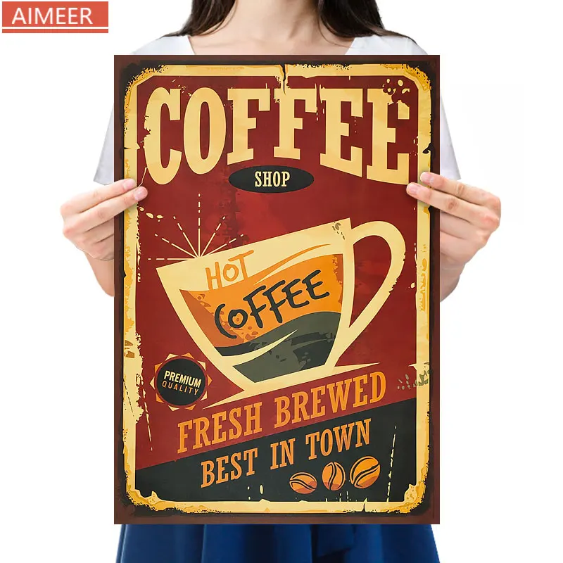 AIMEER Vintage Coffee Advertising Poster/Coffee Shop Signboard Retro Kraft Poster/Home Decoration Painting Core Wall Sticker
AIMEER Vintage Coffee Advertising Poster/Coffee Shop Signboard Retro Kraft Poster/Home Decoration Painting Core Wall Sticker